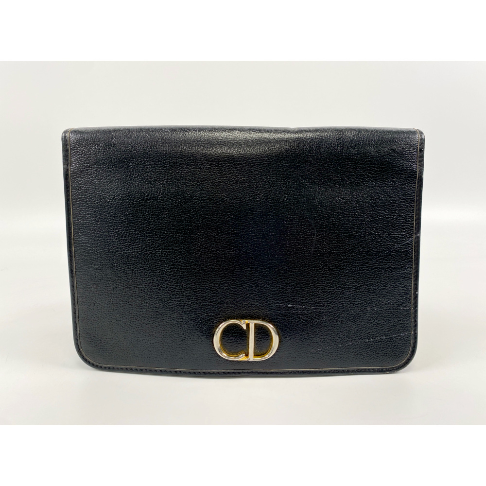 ディオール プッシュロック チェーンショルダー 黒 Bランク