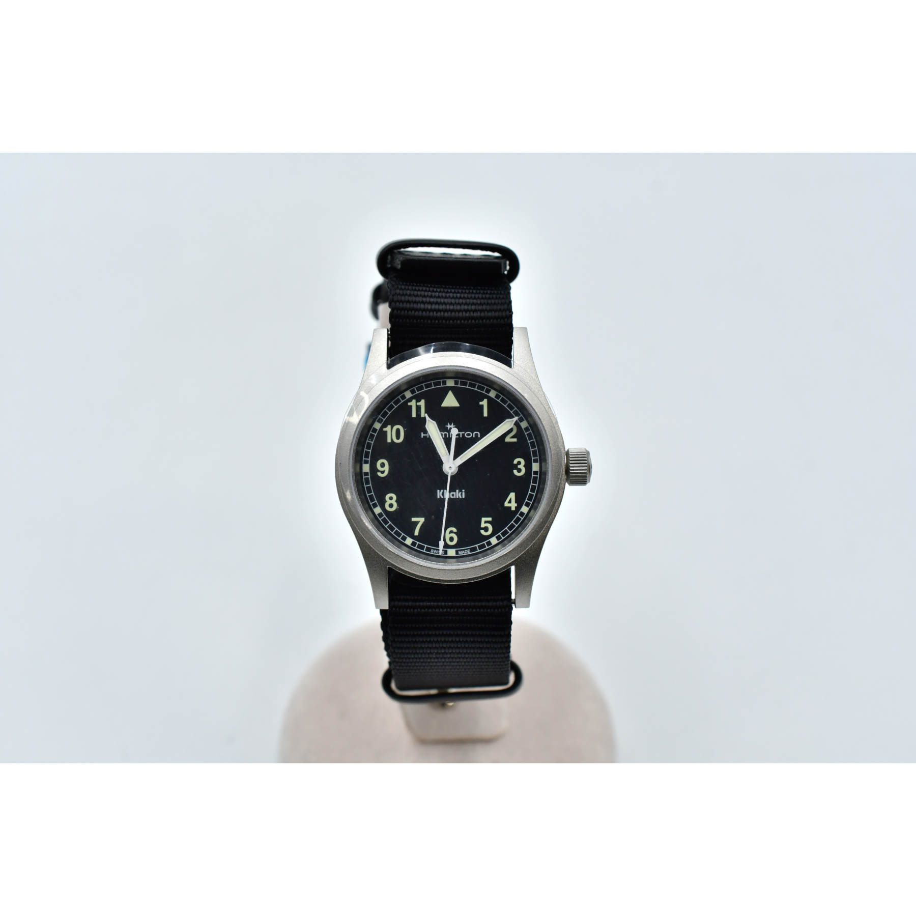 ハミルトン カーキフィールドクォーツ 腕時計 黒文字盤 SS×ナイロン/QZ