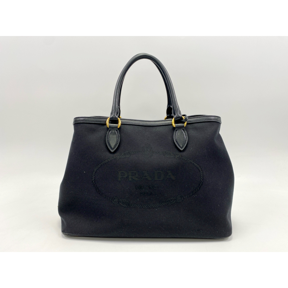 PRADA/プラダ 1BA579 ロゴ ジャガード キャンバス ハンドバッグ