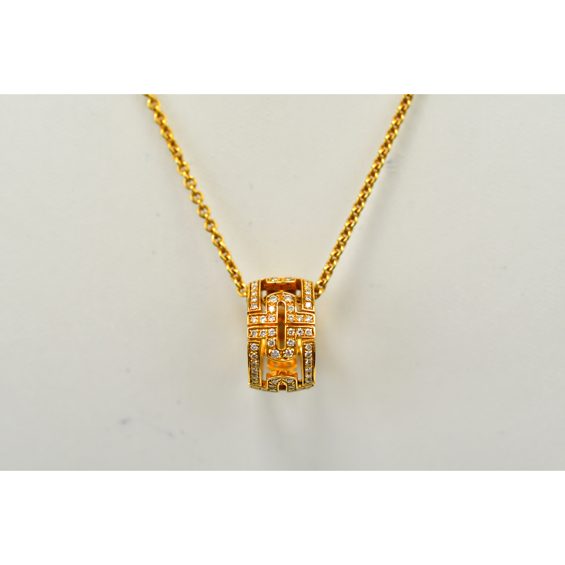 ブルガリ パレンテシ フルダイヤネックレス K18YG ABランク