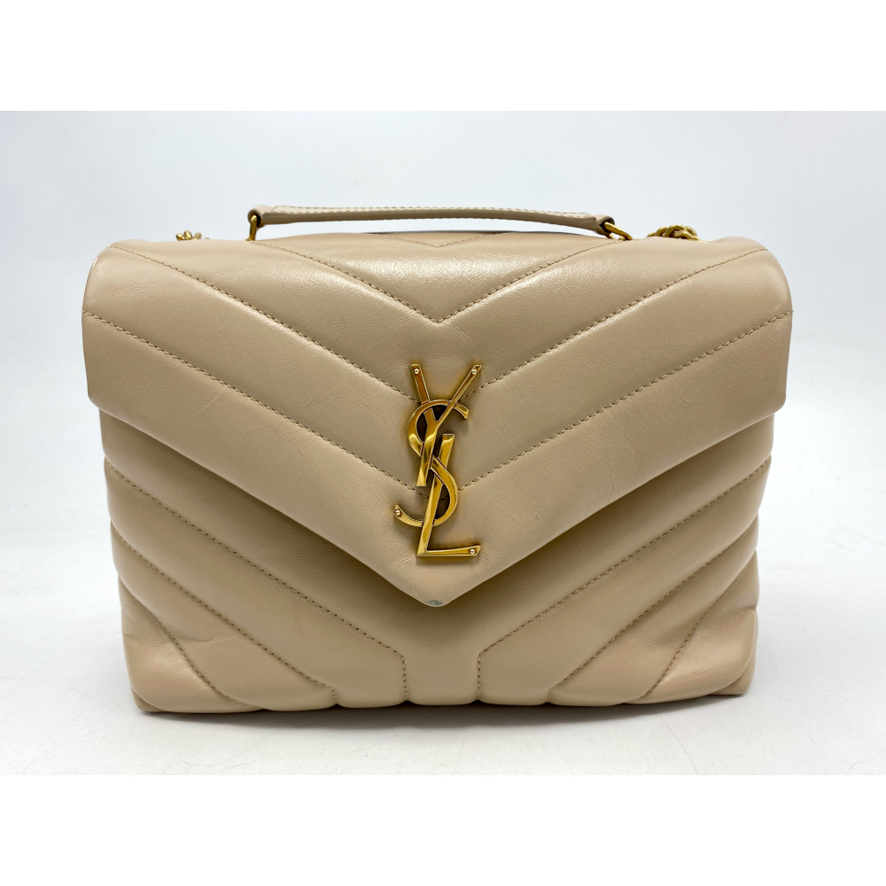 サンローラン ルル スモール チェーンショルダーバッグ ベージュ Bランク