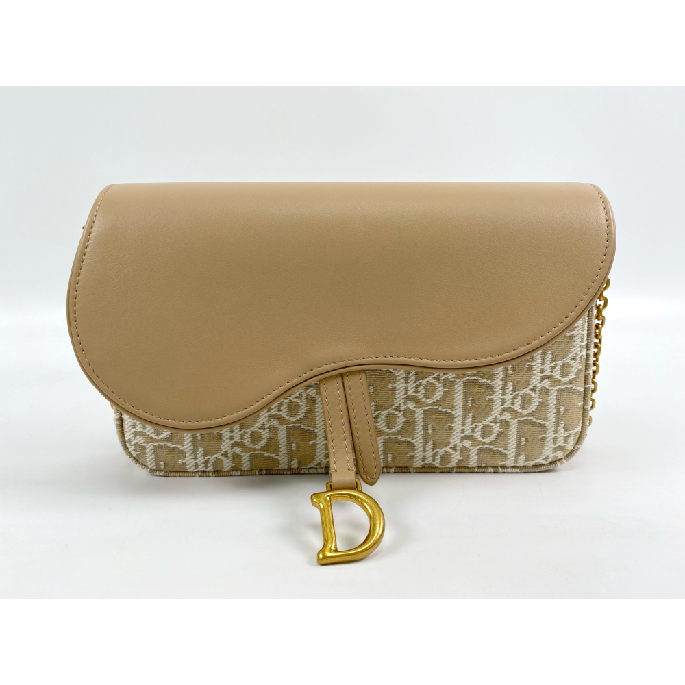 ディオール オブリーク サドルスリムポーチ ショルダーバッグ ベージュ