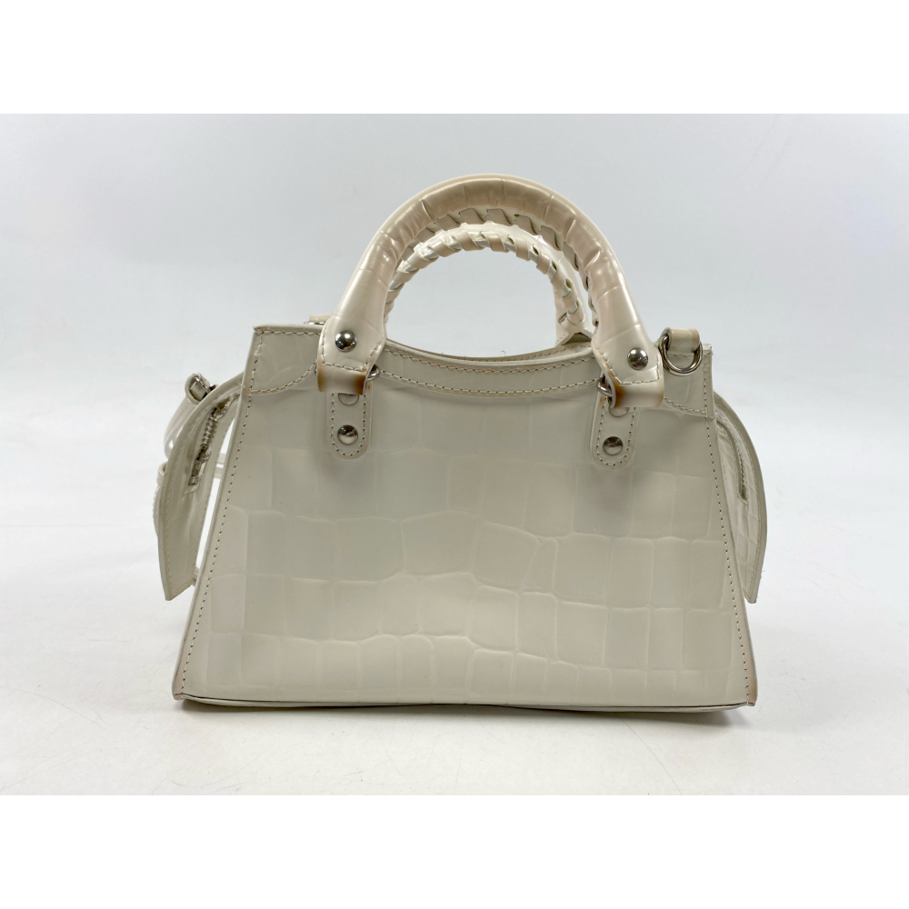 バレンシアガ ネオクラシックミニ 2way ホワイト レザー ハンドバッグ ショルダーバッグ 斜め掛けバッグ シルバー金具 638524 Bランク