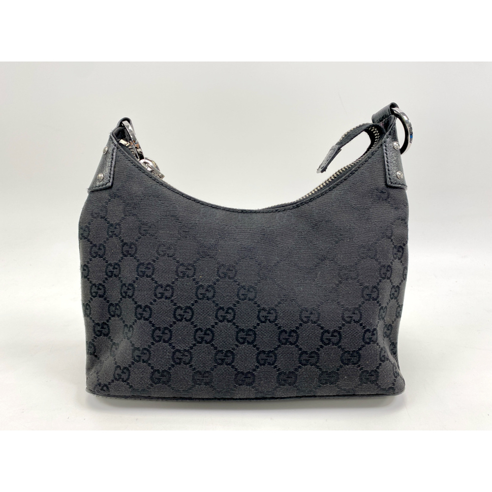 グッチ GGキャンバス ワンショルダーバッグ ブラック レザー 115002 Bランク