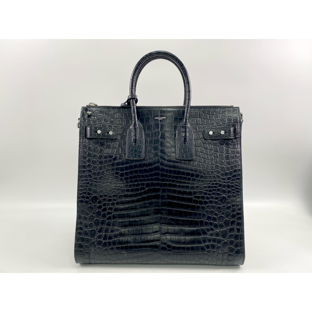 サンローラン サック ド ジュール スープル ノースサウス 2WAYショルダーバッグ 黒 クロコ型押し 480583 Nランク