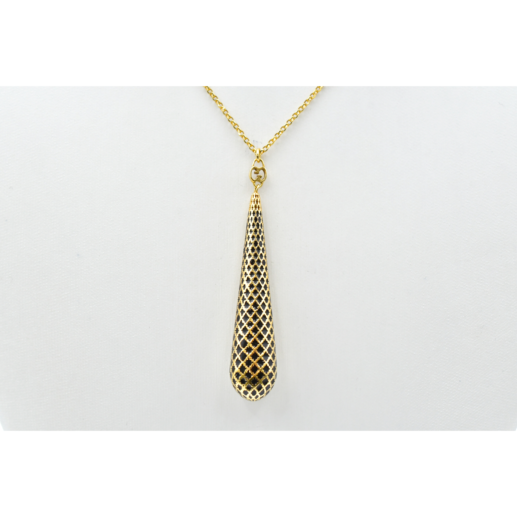 グッチ ディアマンティッシマ ラージ ドロップ ロングネックレス K18YG 307218 Bランク