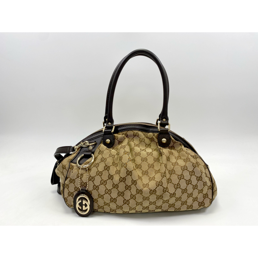 グッチ GGキャンバス 2WAYバッグ ベージュ×ブラウン キャンバス×レザー 223974 Bランク