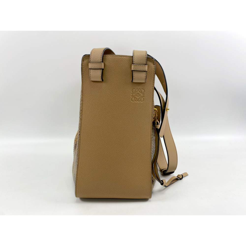 ロエベ ハンモック ミディアム 2WAYバッグ ベージュ レザー×パイソン Aランク