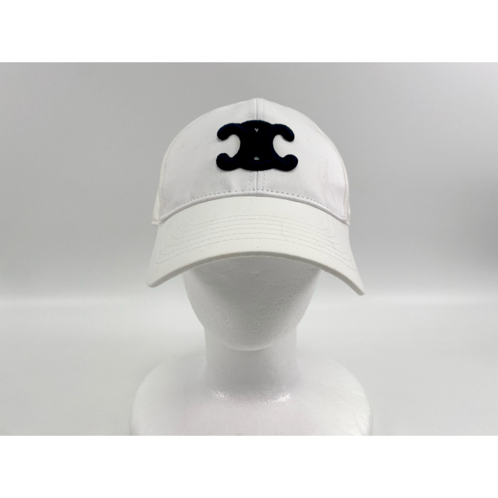 セリーヌ トリオンフ ベースボールキャップ 白 コットン M 2AUT6969P Bランク