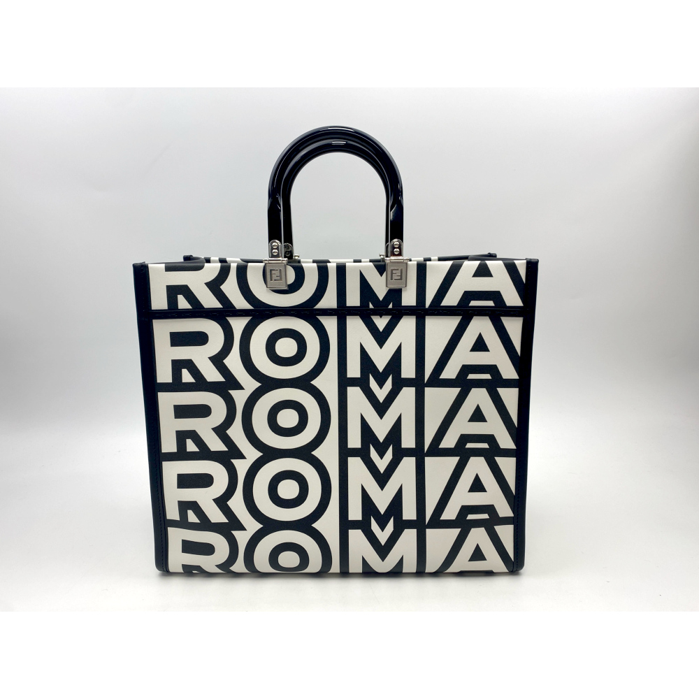 フェンディ ×マークジェイコブス サンシャイン ミディアム 白×黒 レザー 8BH386 Sランク