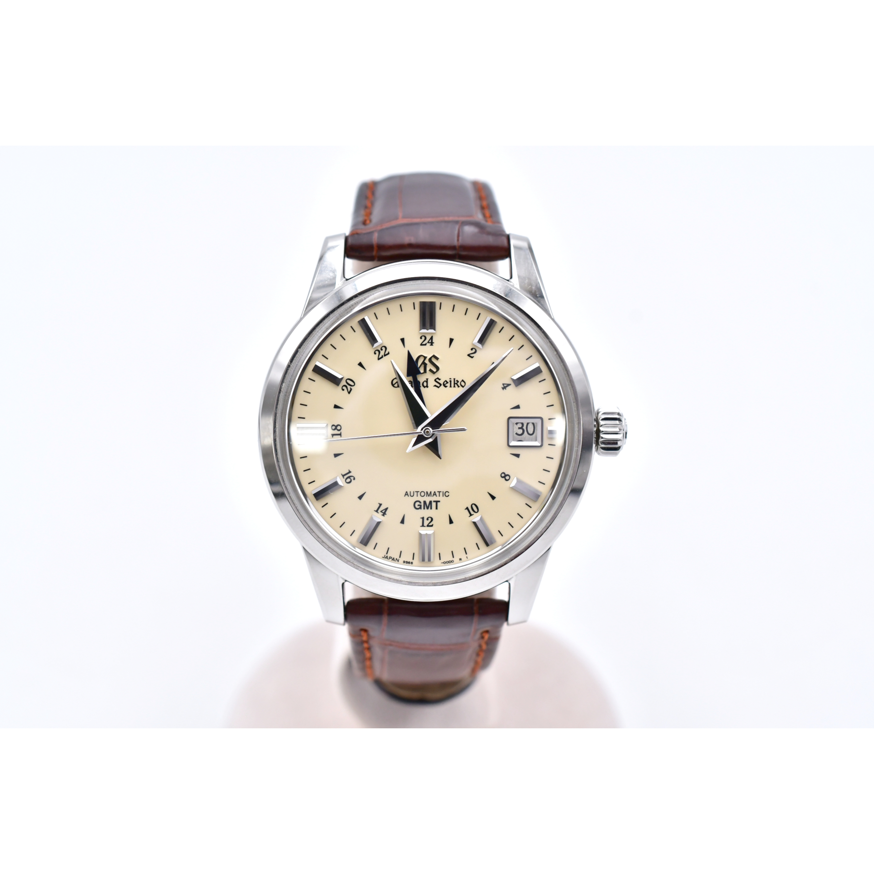 グランドセイコー エレガンスコレクション GMT アイボリー文字盤 SS×革/AT SBGM221 Bランク