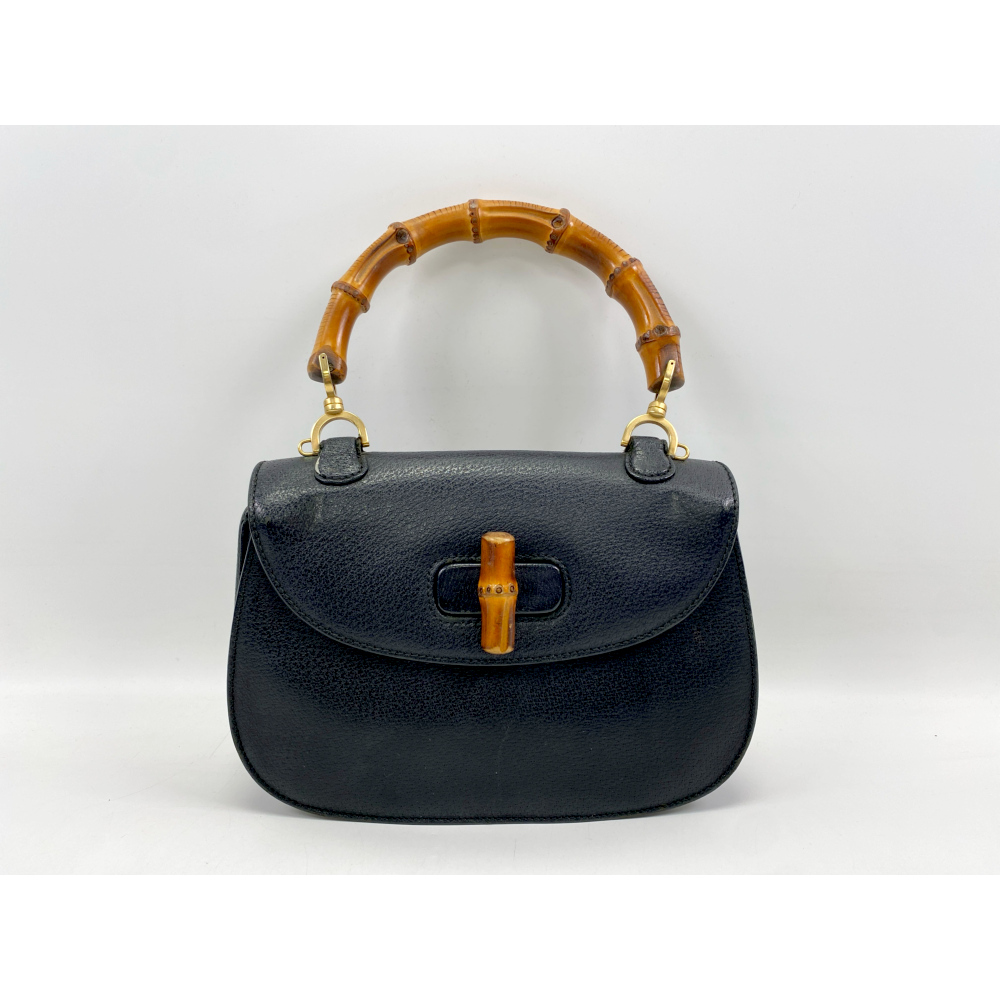 グッチ バンブー ハンドバッグ レザー 黒 000 2133 0633 Bランク