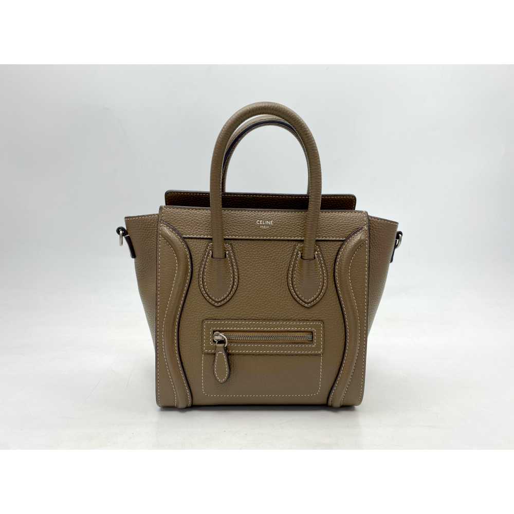 セリーヌ ラゲージナノ ショルダーバッグ レザー ブラウン Bランク