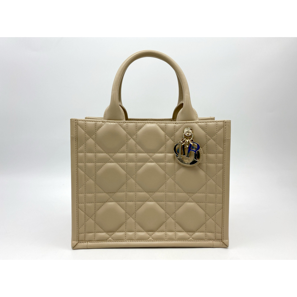 ディオール ブックトート マクロカナージュ ベージュ ラムスキン GD金具 Bランク