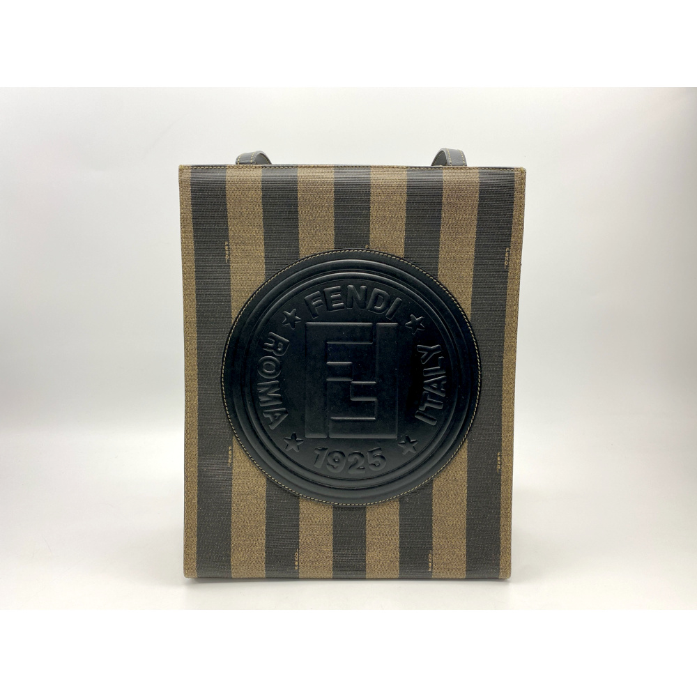 フェンディ ペカン トートバッグ ベージュ×黒 レザー ABランク