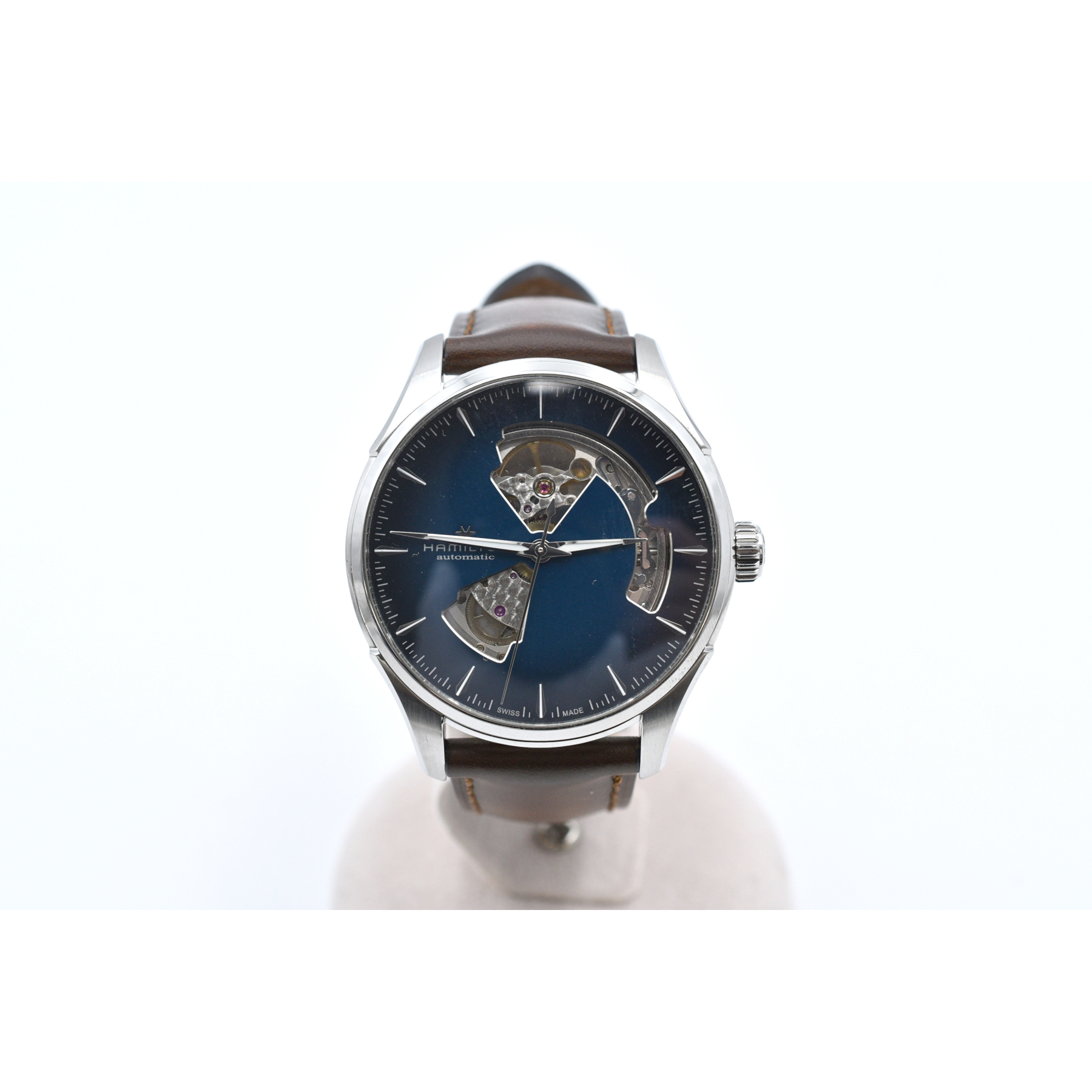 ハミルトン ジャズマスター オープン ハート 青文字盤 レザー×SS/AT H32675540 Sランク