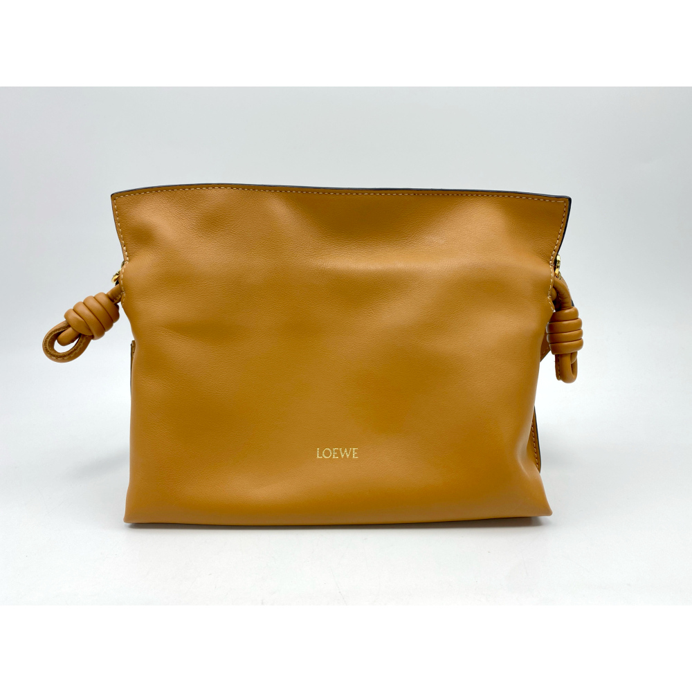 ロエベ フラメンコ クラッチ ミニ 2WAYショルダーバッグ 茶 レザー Aランク