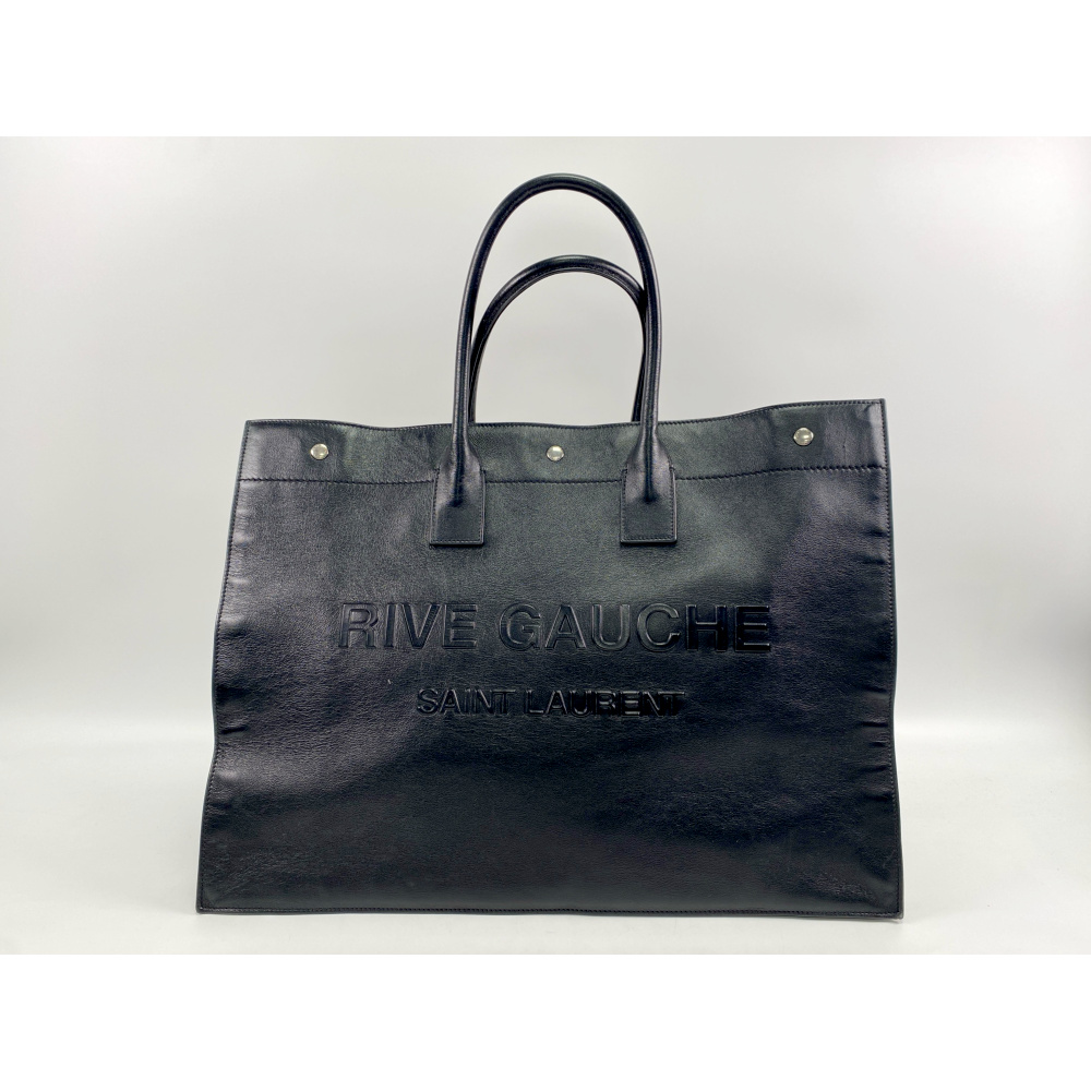 サンローラン リヴゴーシュ トートバッグ 黒 レザー 587273 Bランク