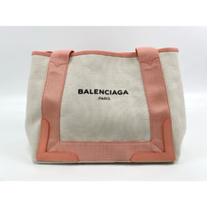 バレンシアガ ネイビーカバスS ハンドバッグ ピンク×白 キャンバス×レザー 339933 買取実績【買取日：2025年9月13日】