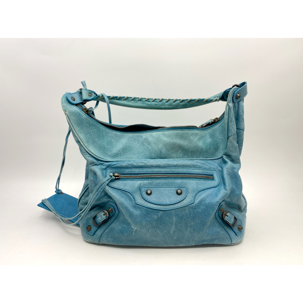 バレンシアガ ザ・クラブ ワンショルダーバッグ ターコイズ レザー 224913 Bランク