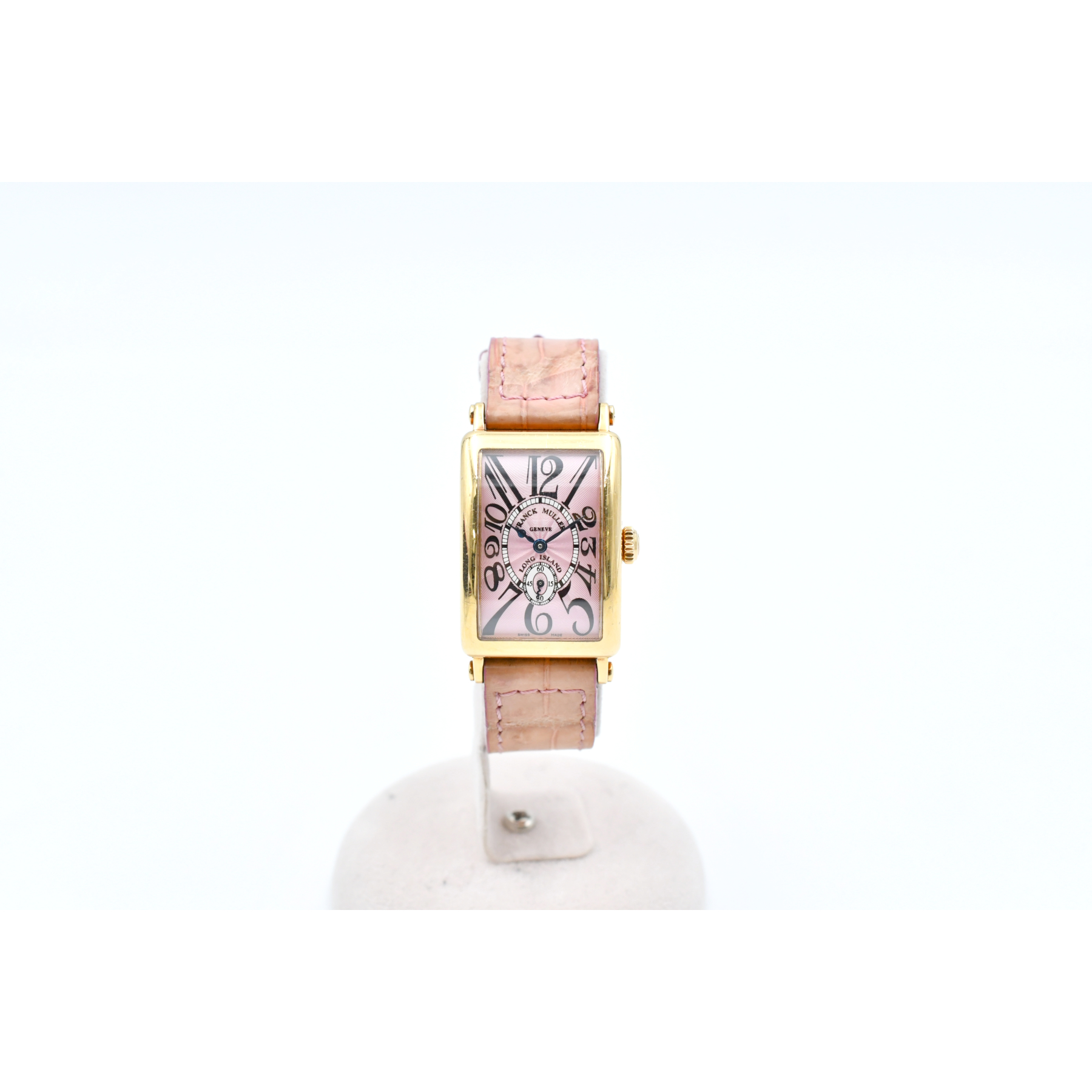 フランク ミュラー ロングアイランド ピンク文字盤 YG×革/手巻き 900S6 Bランク