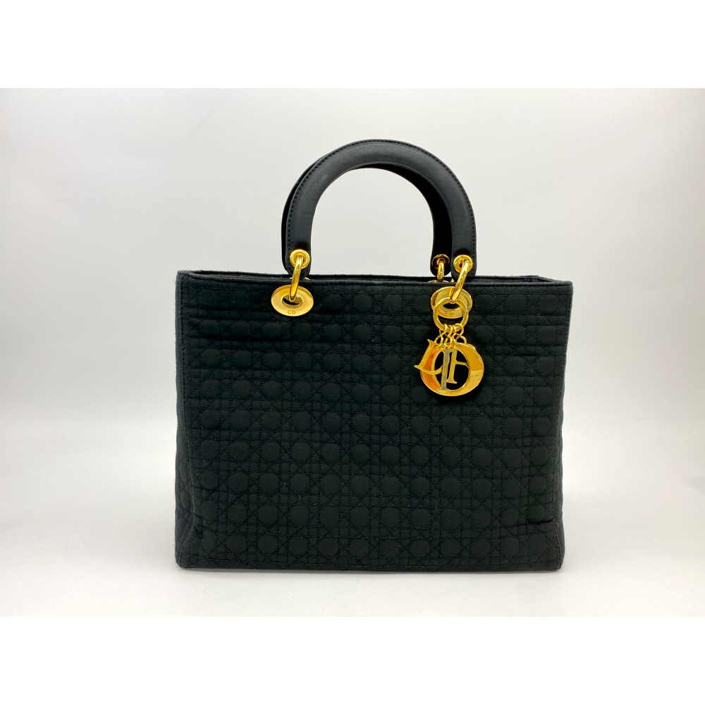 ディオール レディディオール ハンドバッグ 黒 ナイロン Bランク