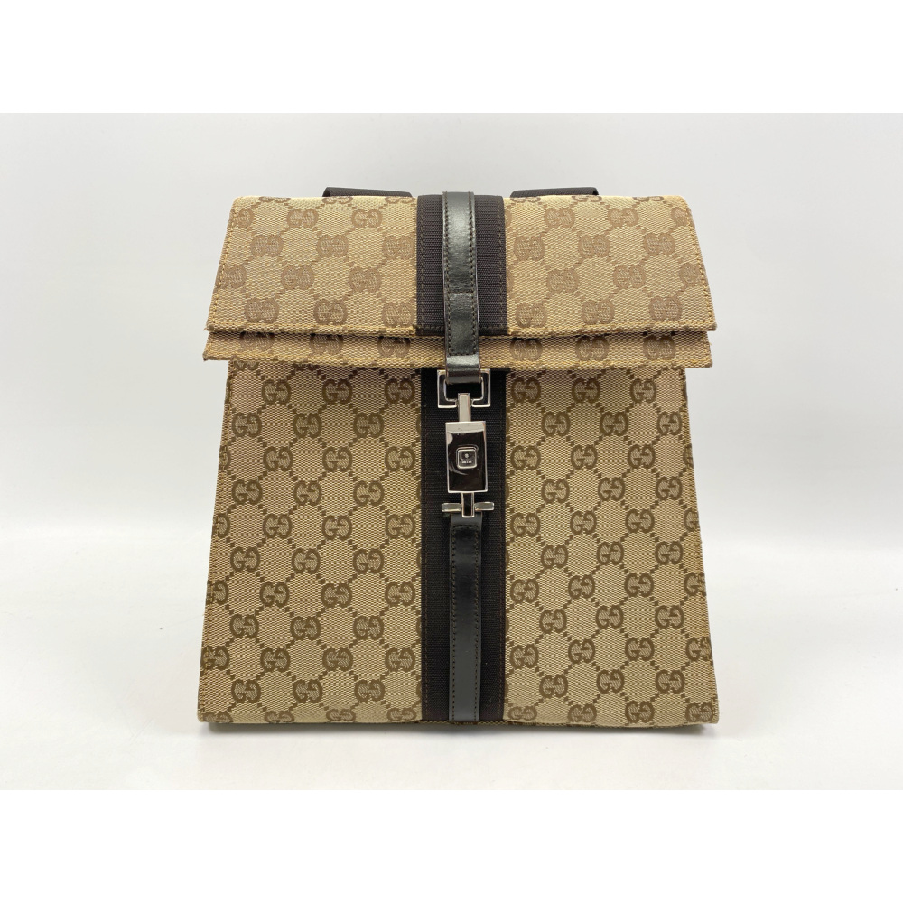 グッチ ジャッキー リュックサック 茶 キャンバス×レザー Bランク