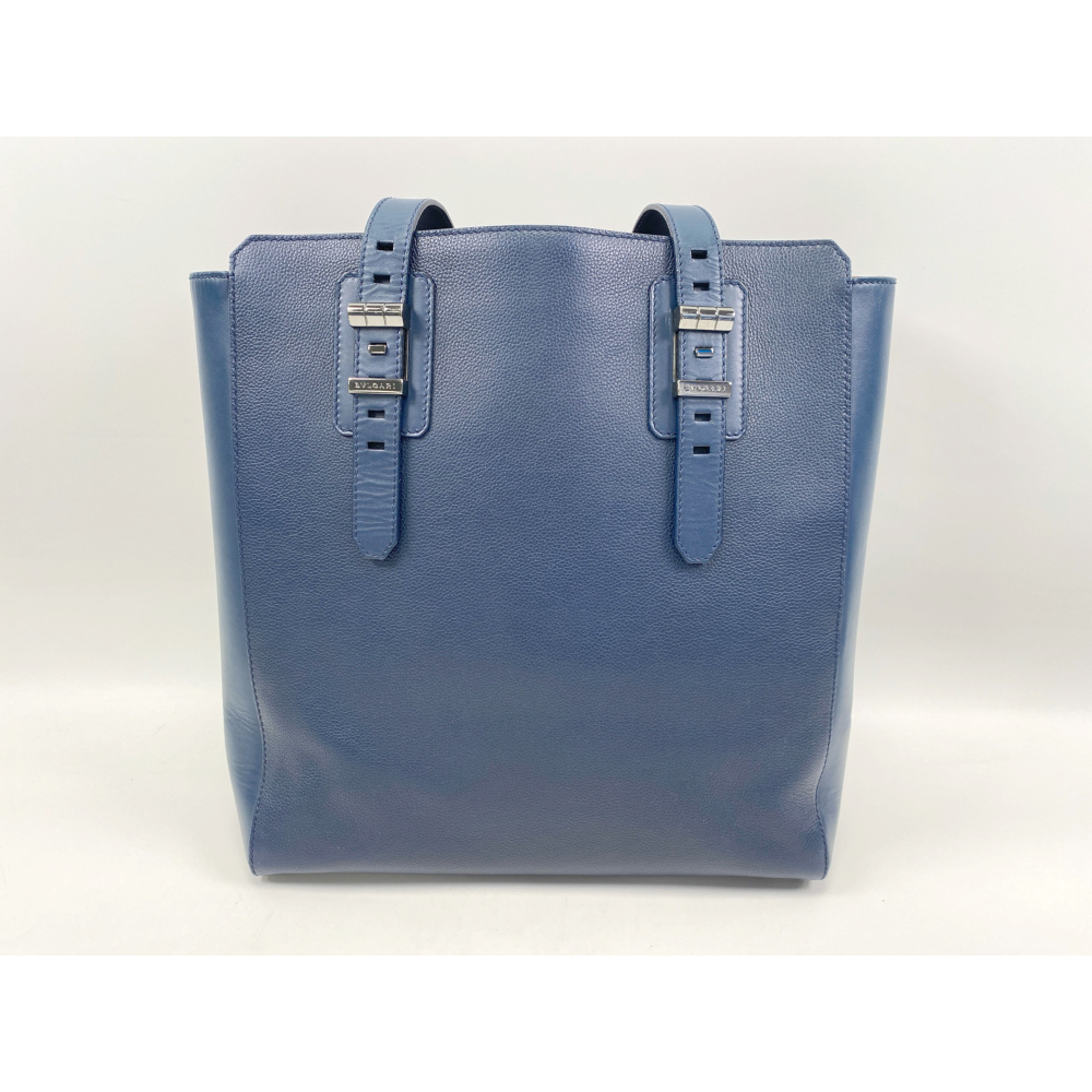 ブルガリ トートバッグ 青 レザー Bランク