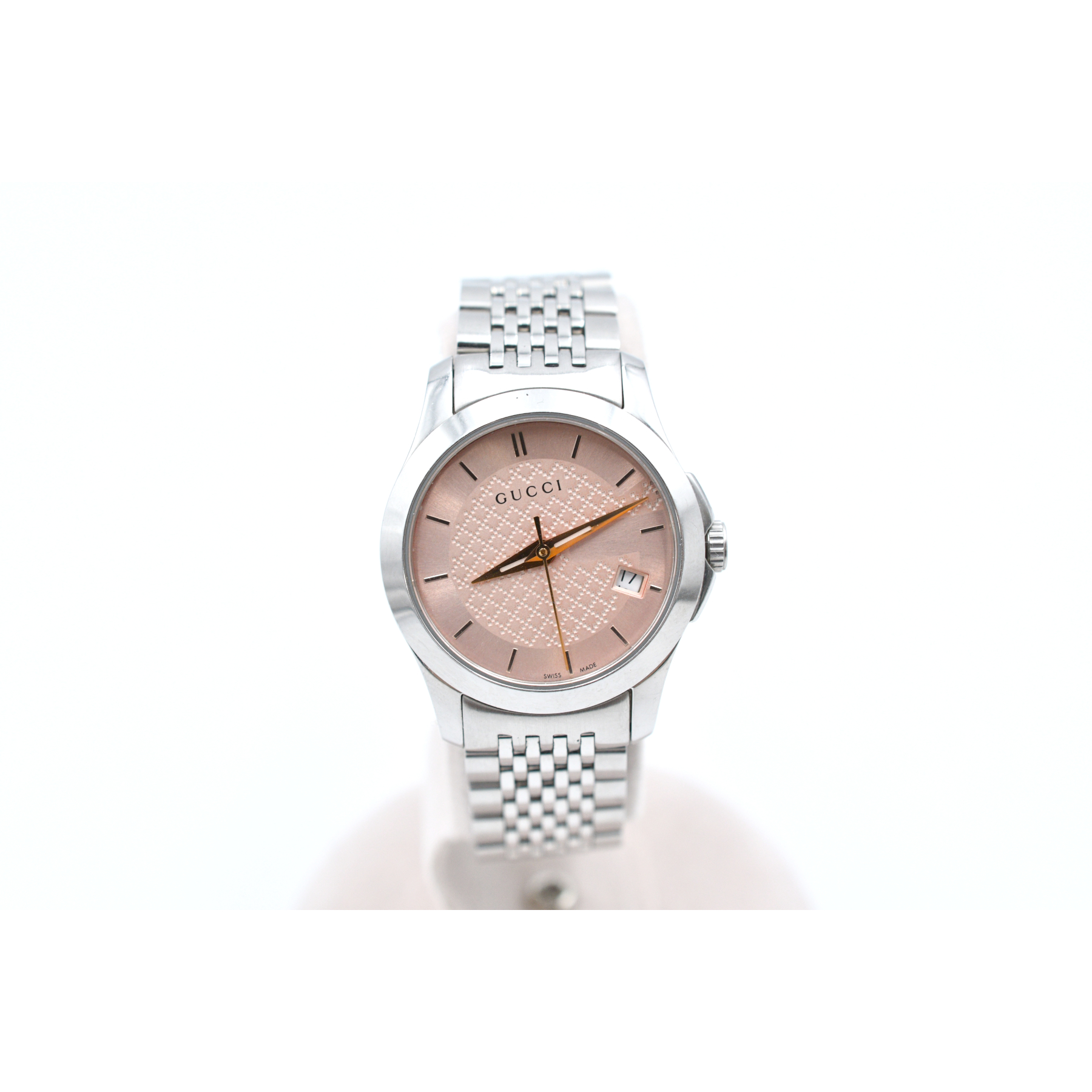 グッチ Gタイムレス ピンク文字盤 SS/QZ 126.5 Bランク