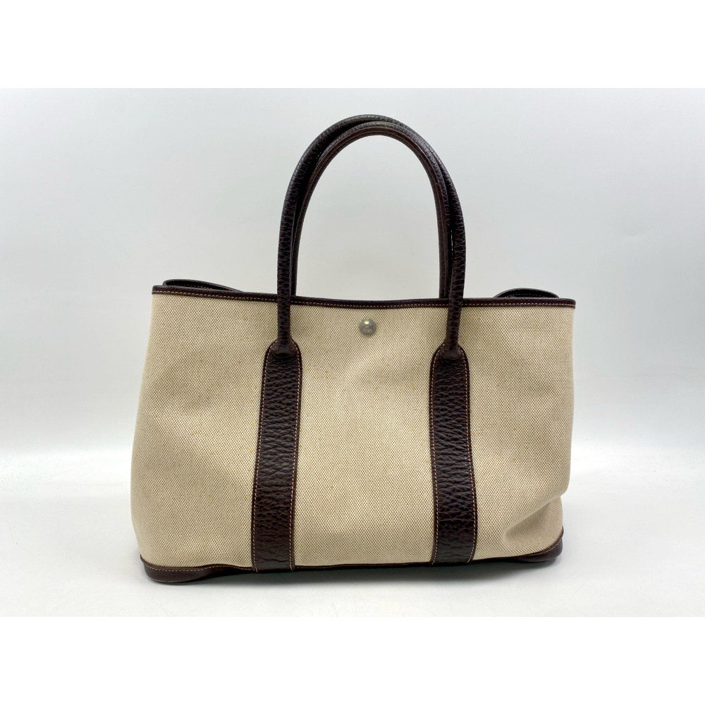【超美品】エルメス ガーデンパーティPM トワルアッシュ グレー □G刻印 HERMES エルメス ガーデンパーティPM トワルアッシュ/レザー