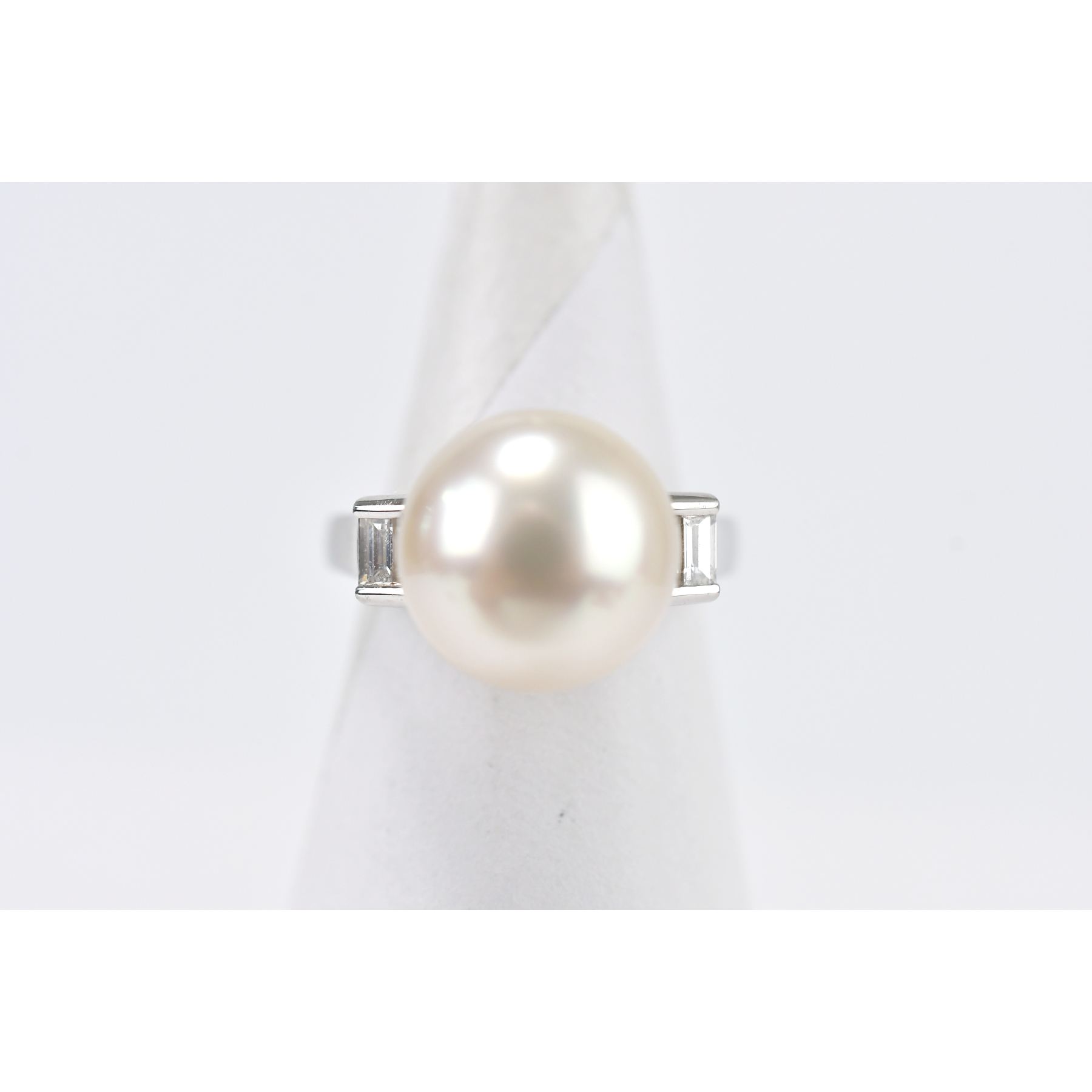 ミキモト パールリング パール11.2mm Pt950 D0.25ct Bランク