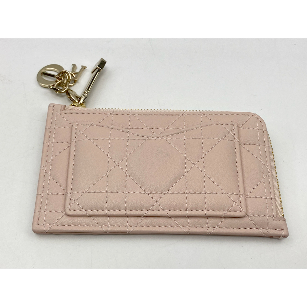 ディオール レディディオール カナージュ フラグメントケース ピンク レザー Aランク