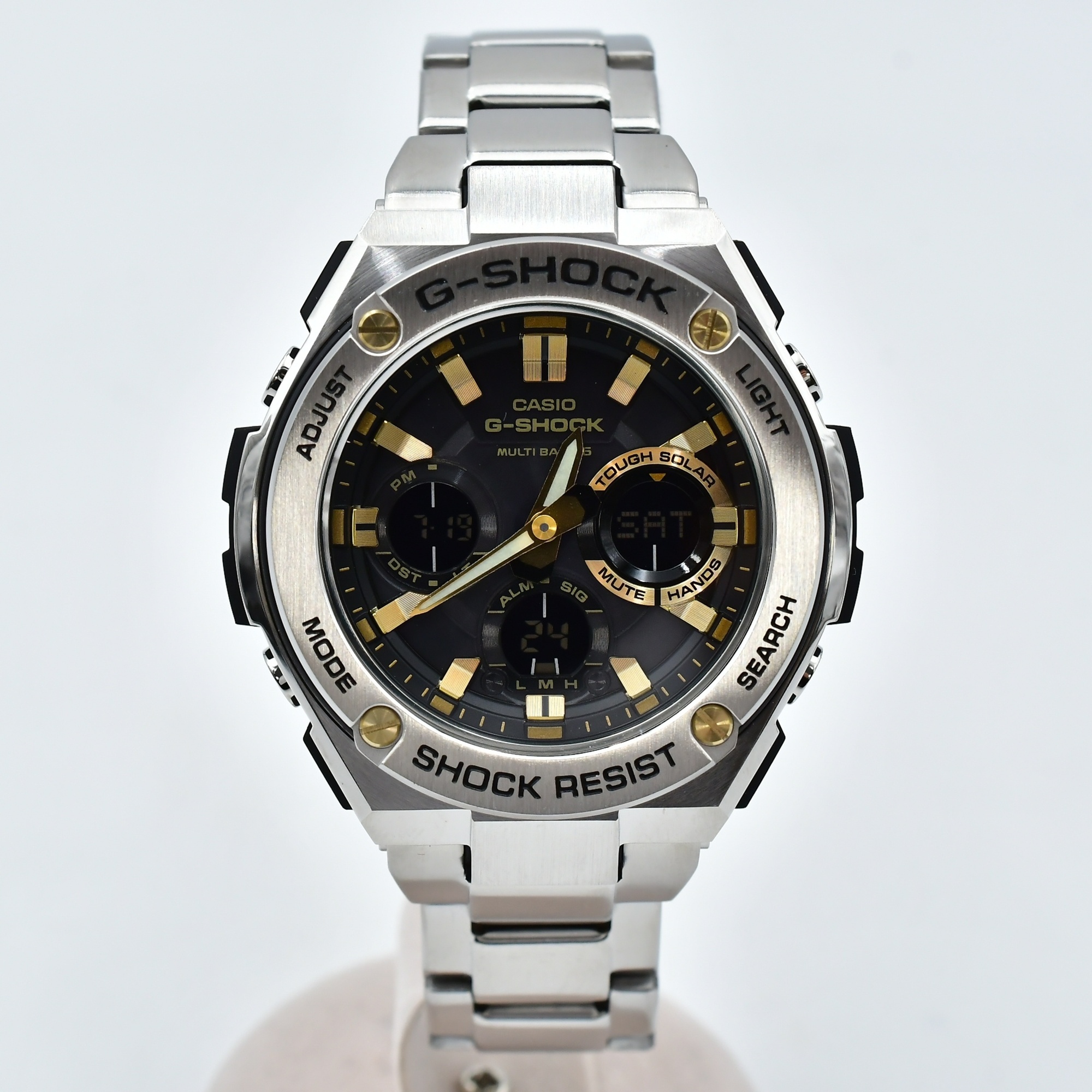 G-SHOCK GST-W110D-1A9JF 黒文字盤 箱付 ステンレスバンド G-SHOCK G-STEEL GST-W110D-1A9JF メンズ 電波ソーラー アナデジ