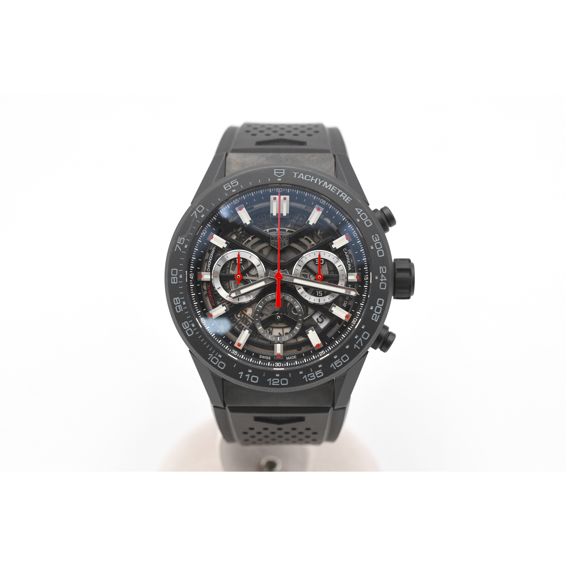 タグホイヤー カレラ ホイヤ 02 クロノグラフ スケルトン文字盤 CE×ラバー/AT 本体のみ CBG2A90 Bランク