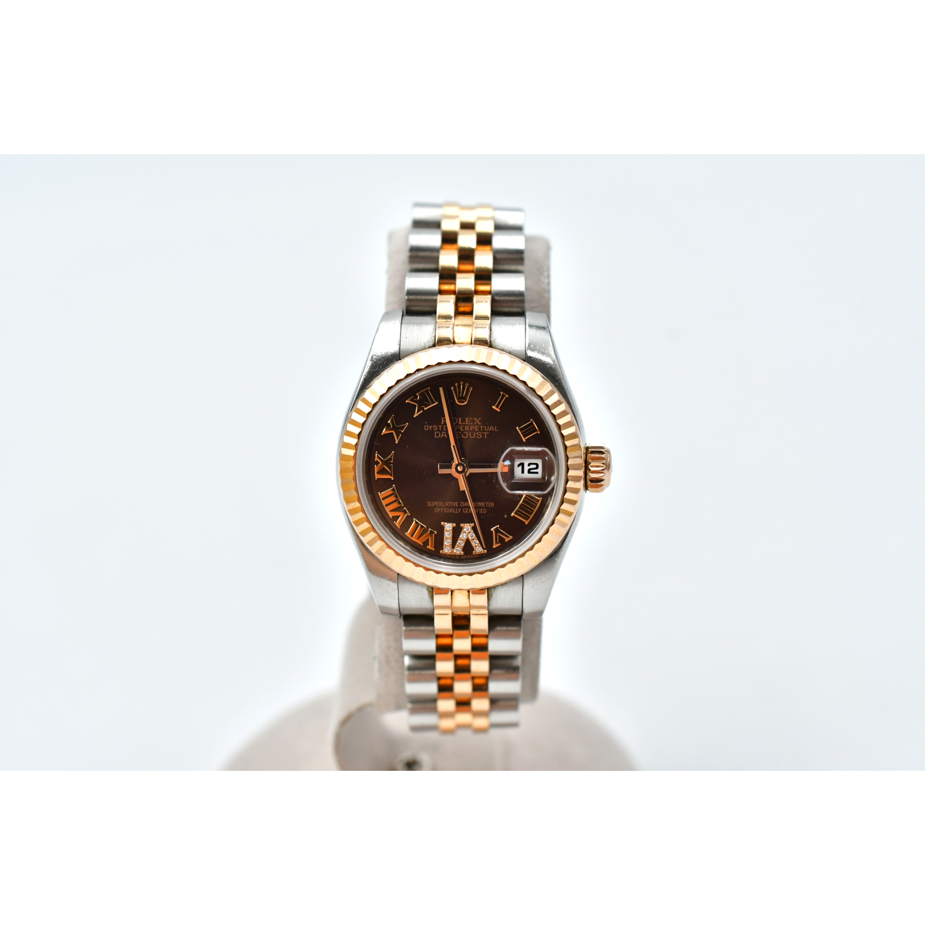 ロレックス デイトジャスト チョコローマ文字盤 ダイヤ ジュビリーブレス SS×YG/AT 179171 Bランク