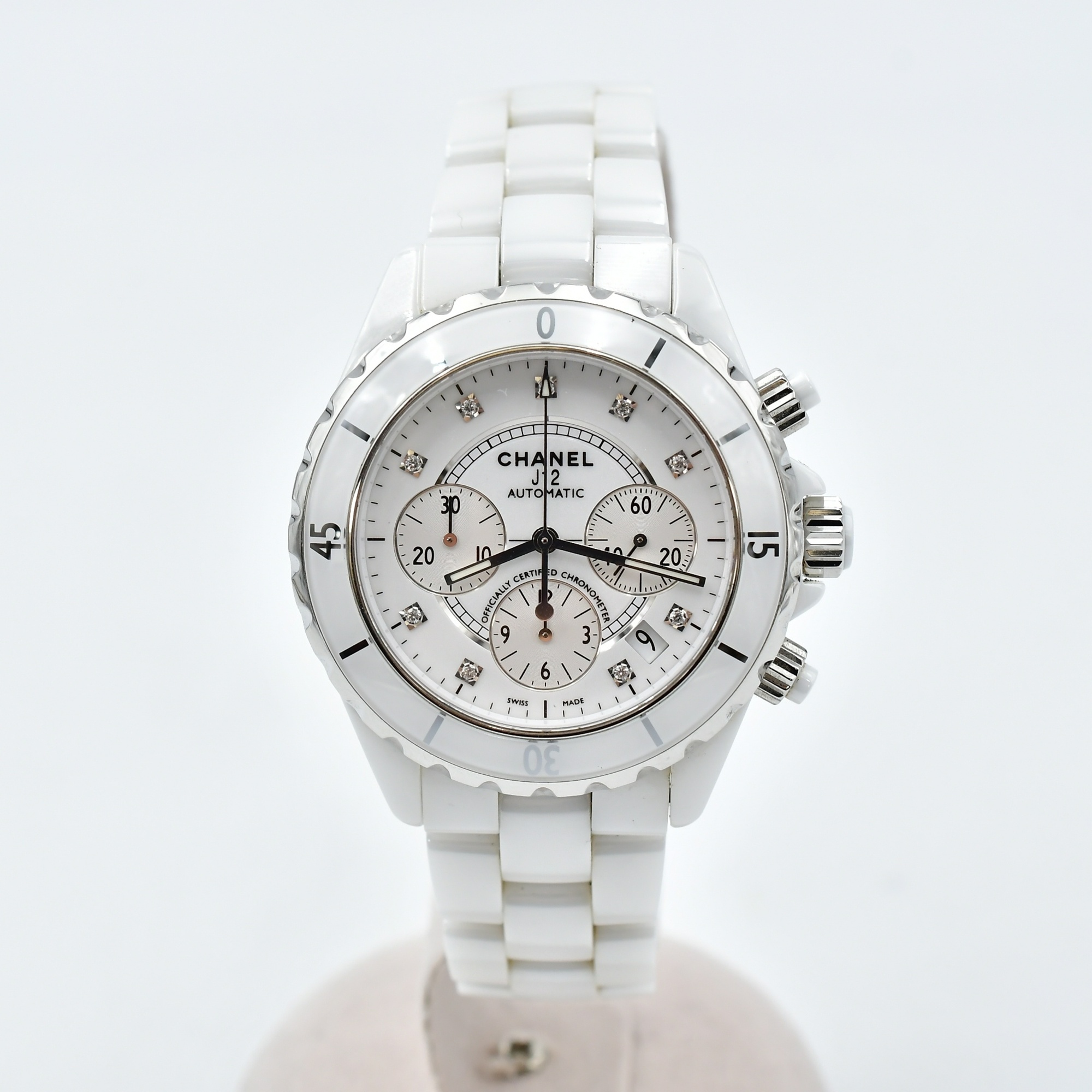 クロノグラフ J12 シャネル H2009 9Pダイヤ ホワイトセラミック 41mm 
