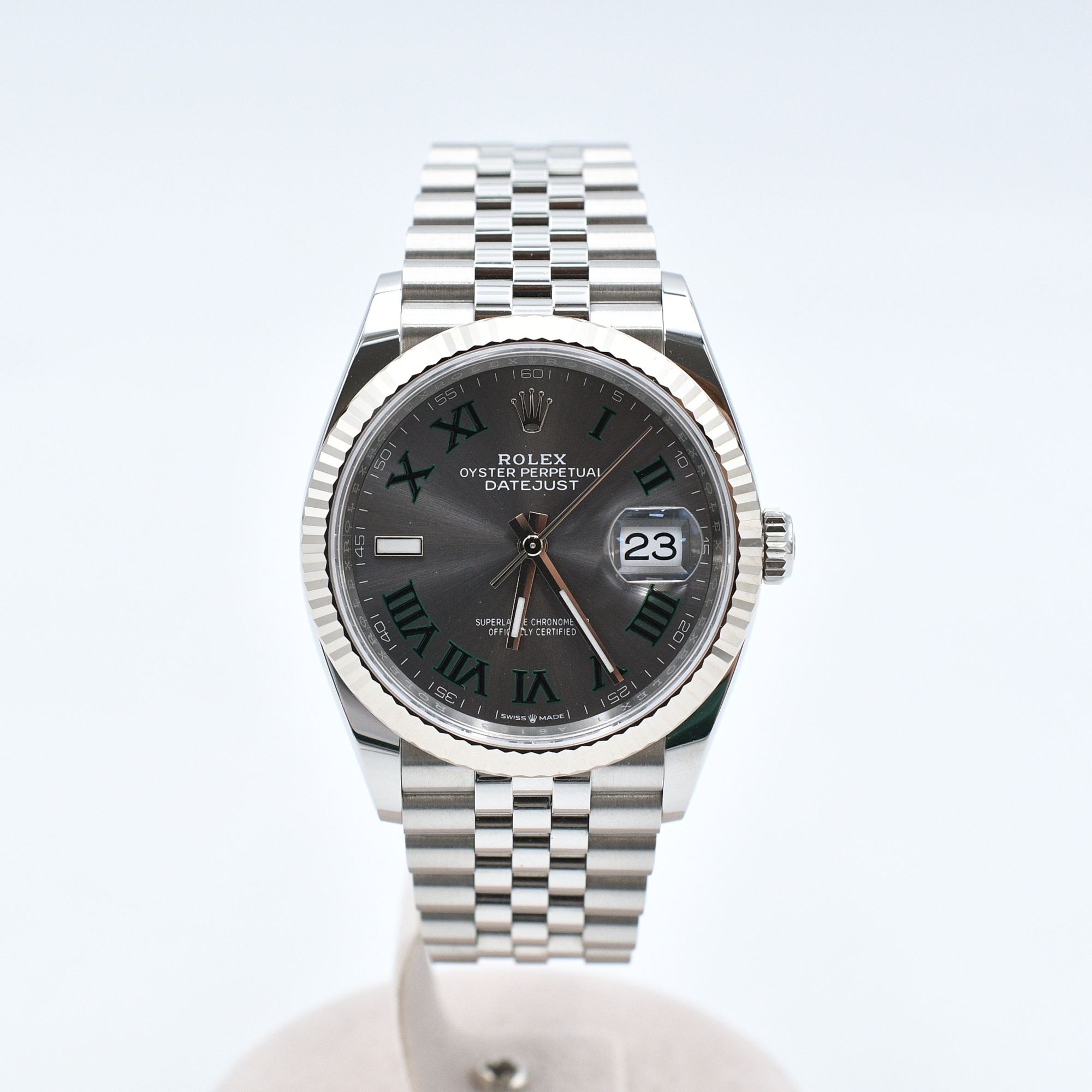 ロレックス デイトジャスト スレートローマ文字盤 ジュビリーブレス SS×WG/AT 126234 Aランク