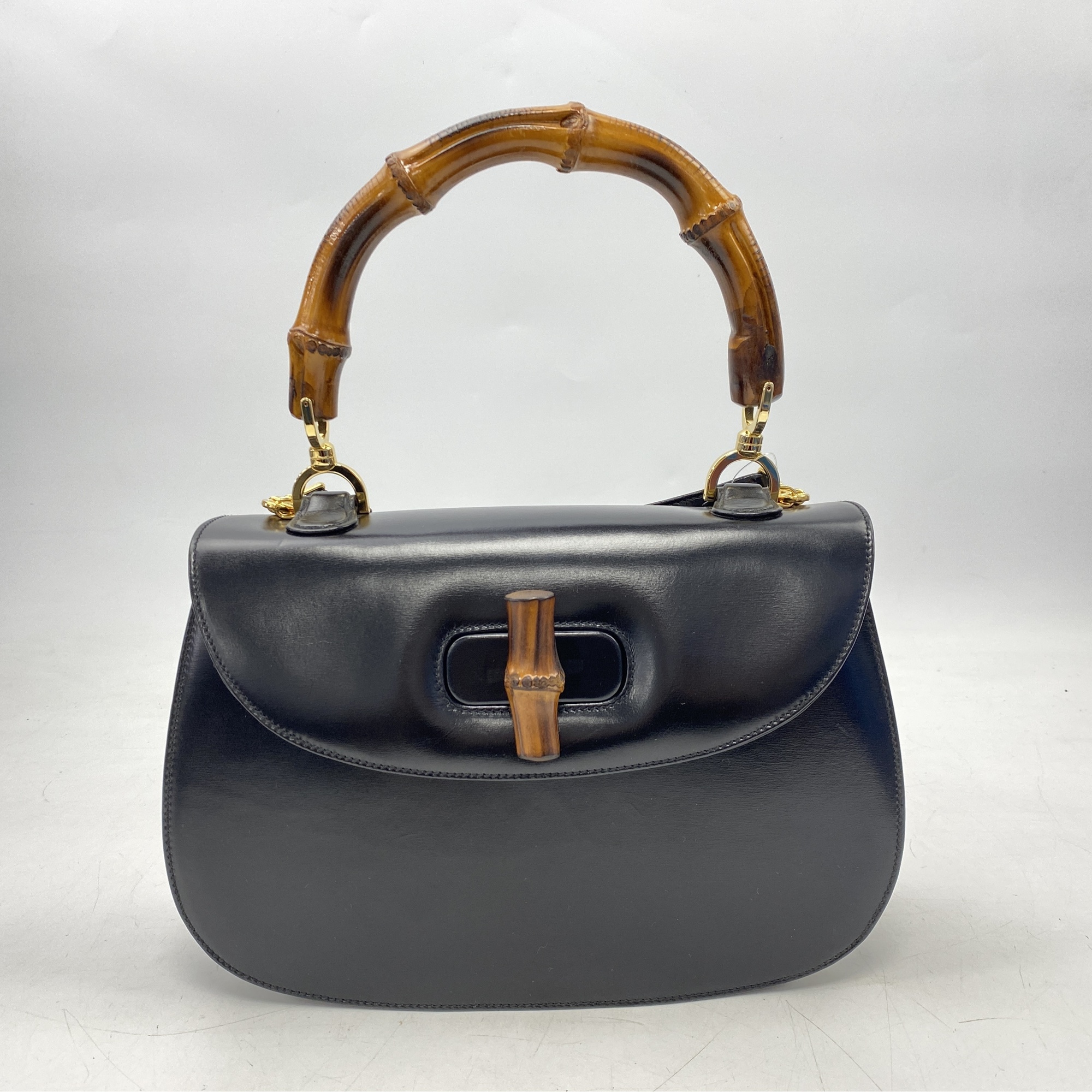 グッチ バンブー 2WAYハンドバッグ 黒 レザー 000 1951 0633 Bランク