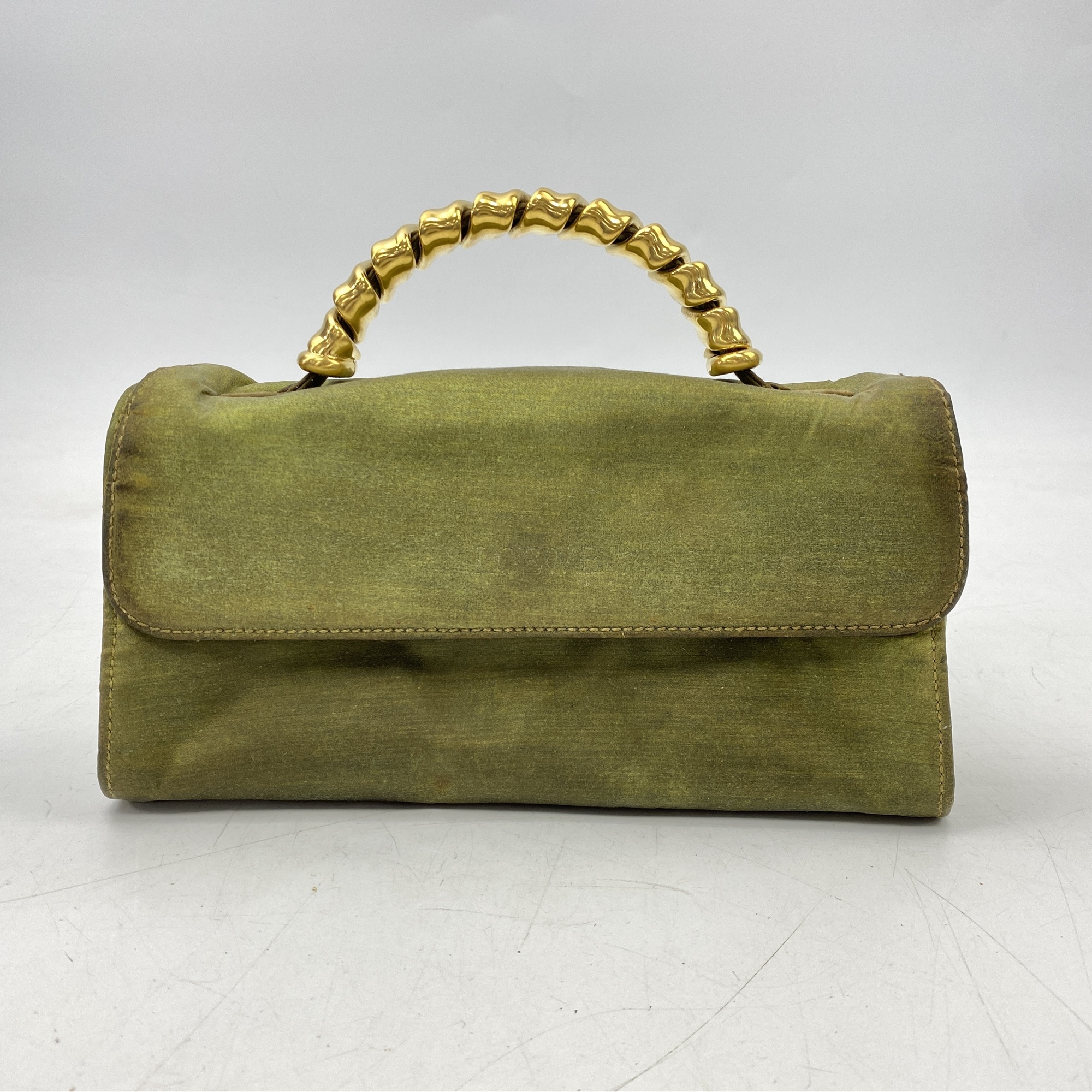 ロエベ ハンドバッグ グリーン ナイロン Bランク