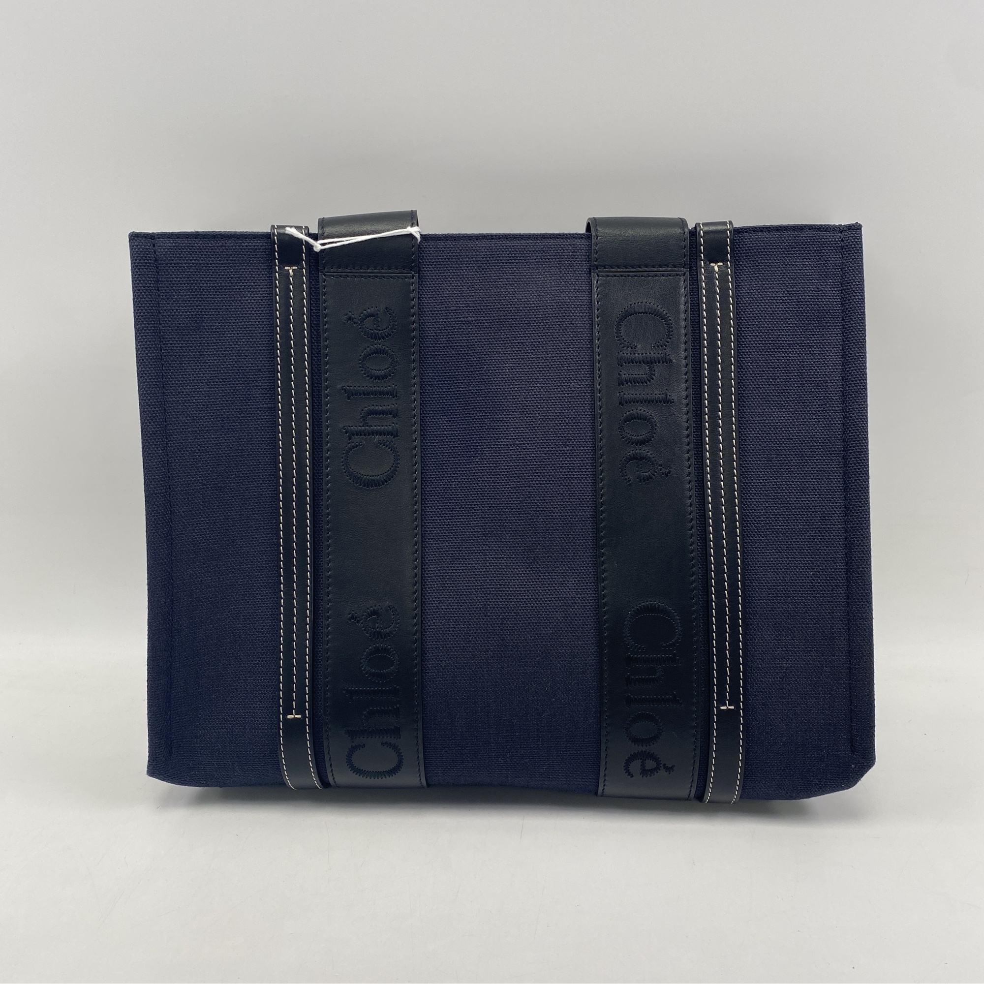 クロエ ウッディ ラージ トートバッグ 黒 キャンバス ABランク