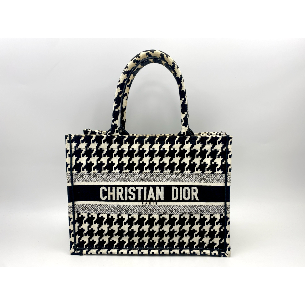 ディオール ブックトート ミディアム 白×黒 キャンバス Bランク