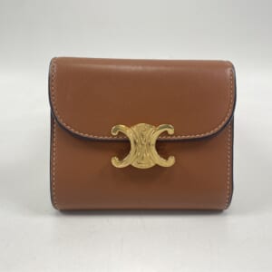 セリーヌ トリオンフ 三つ折り財布 コンパクトウォレット ブラウン レザーカーフ GD金具 買取実績【買取日：2025年10月26日】