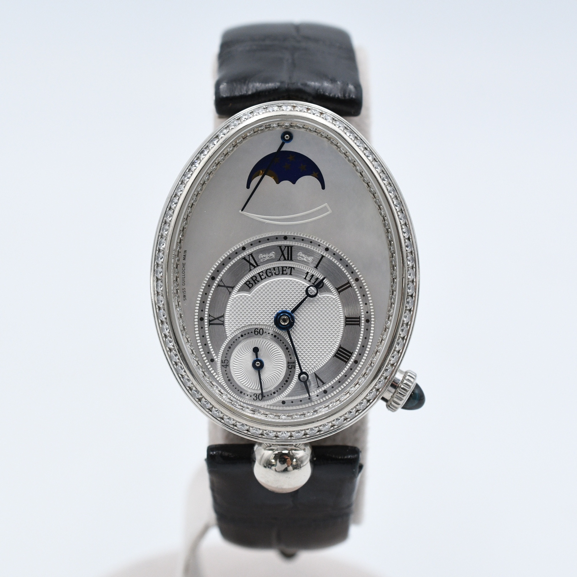 ブレゲ クイーンオブネイプルズ シェル文字盤 ダイヤベゼル WG×革/AT 8908BB/52/964/D00D3L Bランク