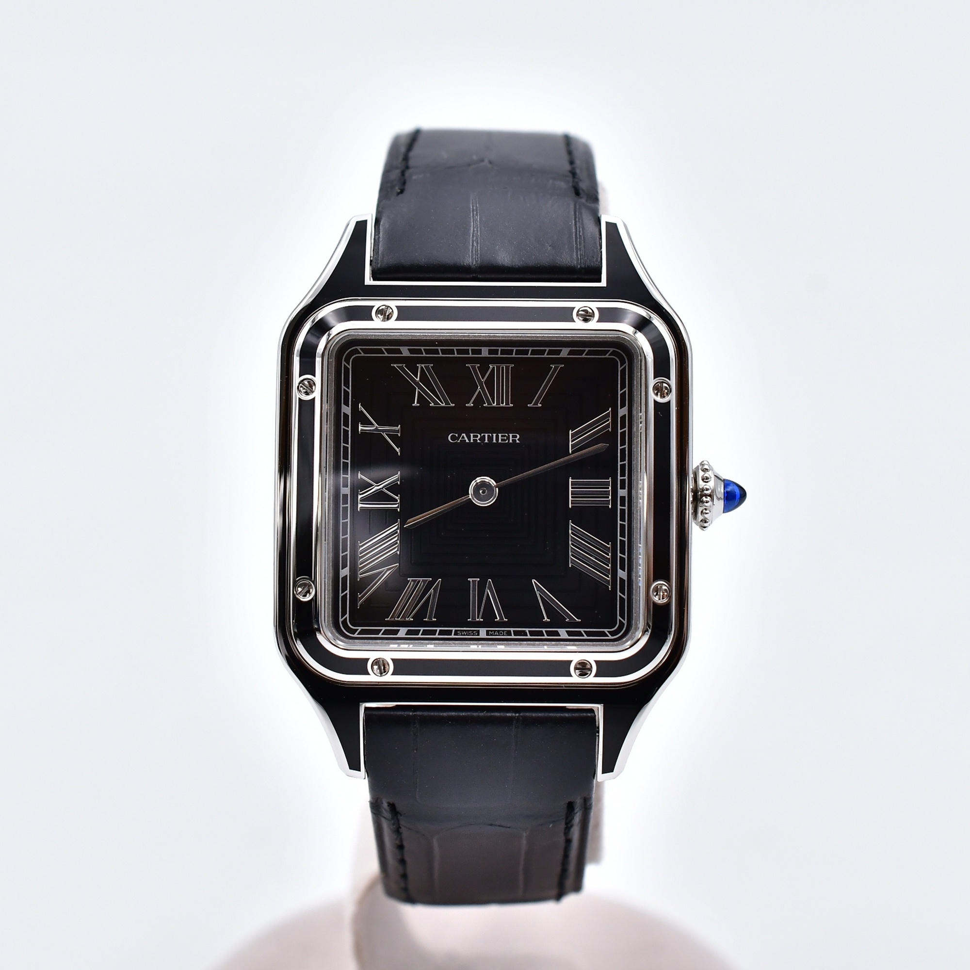 カルティエ サントスデュモンLM 黒文字盤 SS×革/手巻き WSSA0046 買取