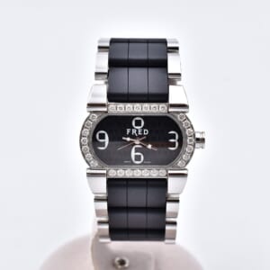 フレッド ムーブワン 黒文字盤 ダイヤベゼル SS×ラバー/QZ FD012112