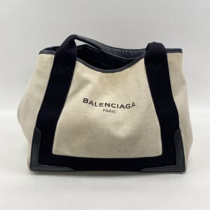 バレンシアガ ネイビーカバスS 白×黒 キャンバス×レザー 339933 買取実績【買取日：2025年10月18日】