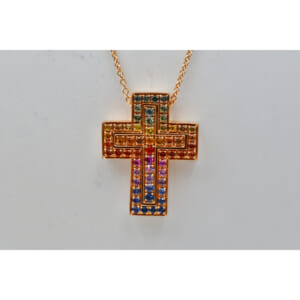 ダミアーニ ベルエポック M クロスネックレス レインボー サファイア