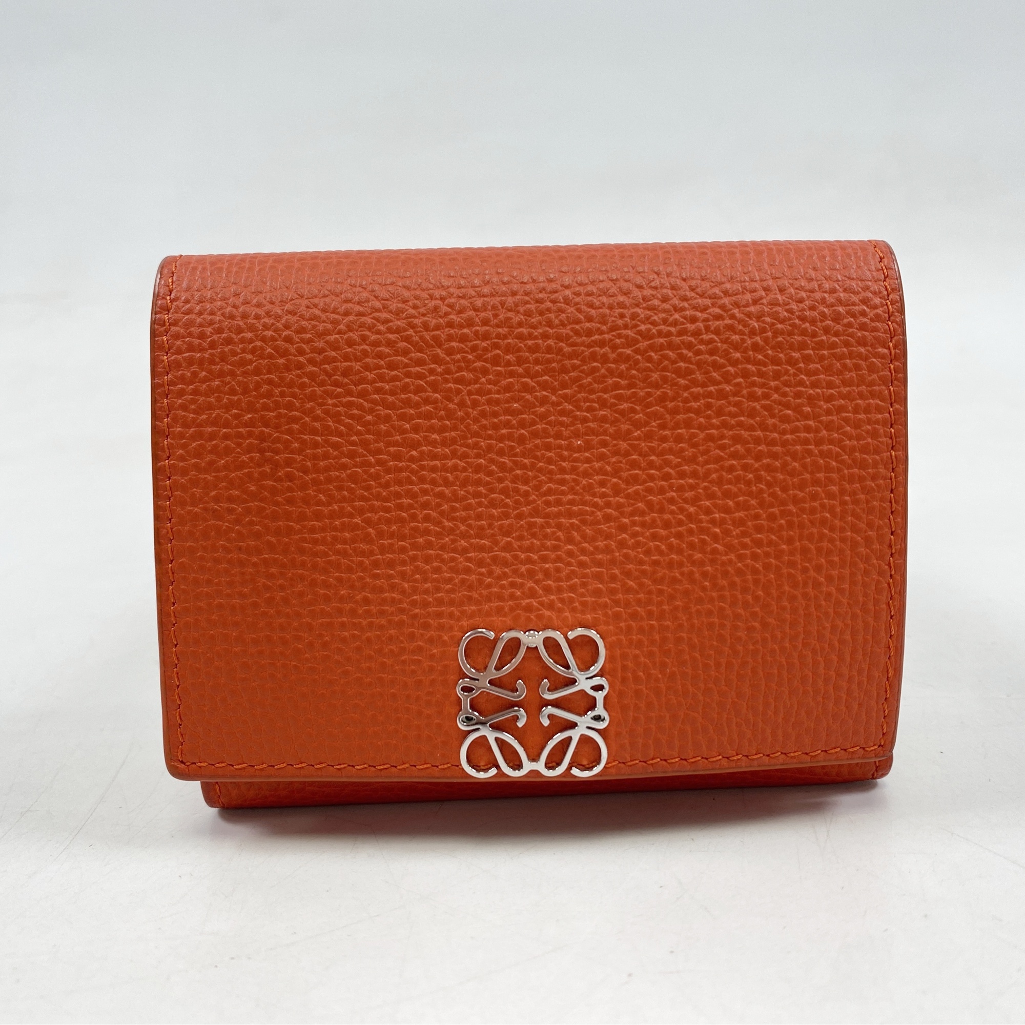 LOEWE 財布 三つ折り オレンジ ロエベ アナグラム バーティカル
