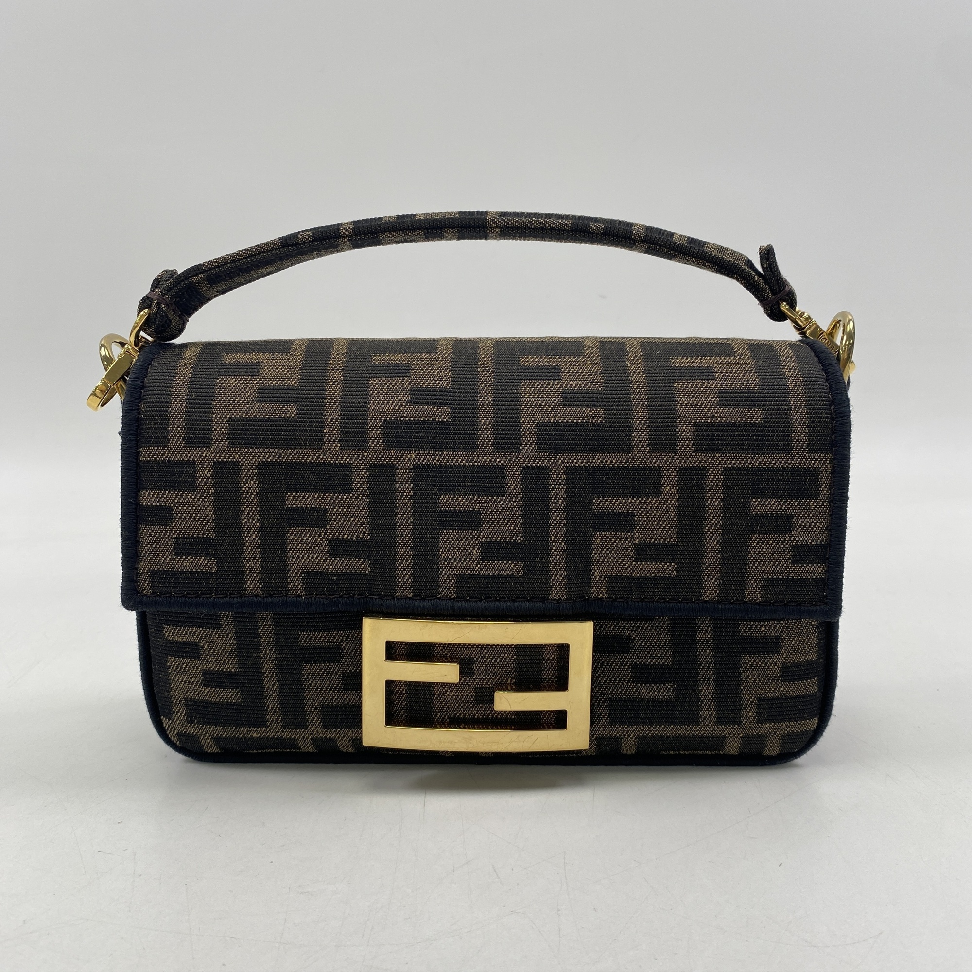 フェンディ マンマ 2WAYハンドバッグ キャンバス ブラウン Bランク