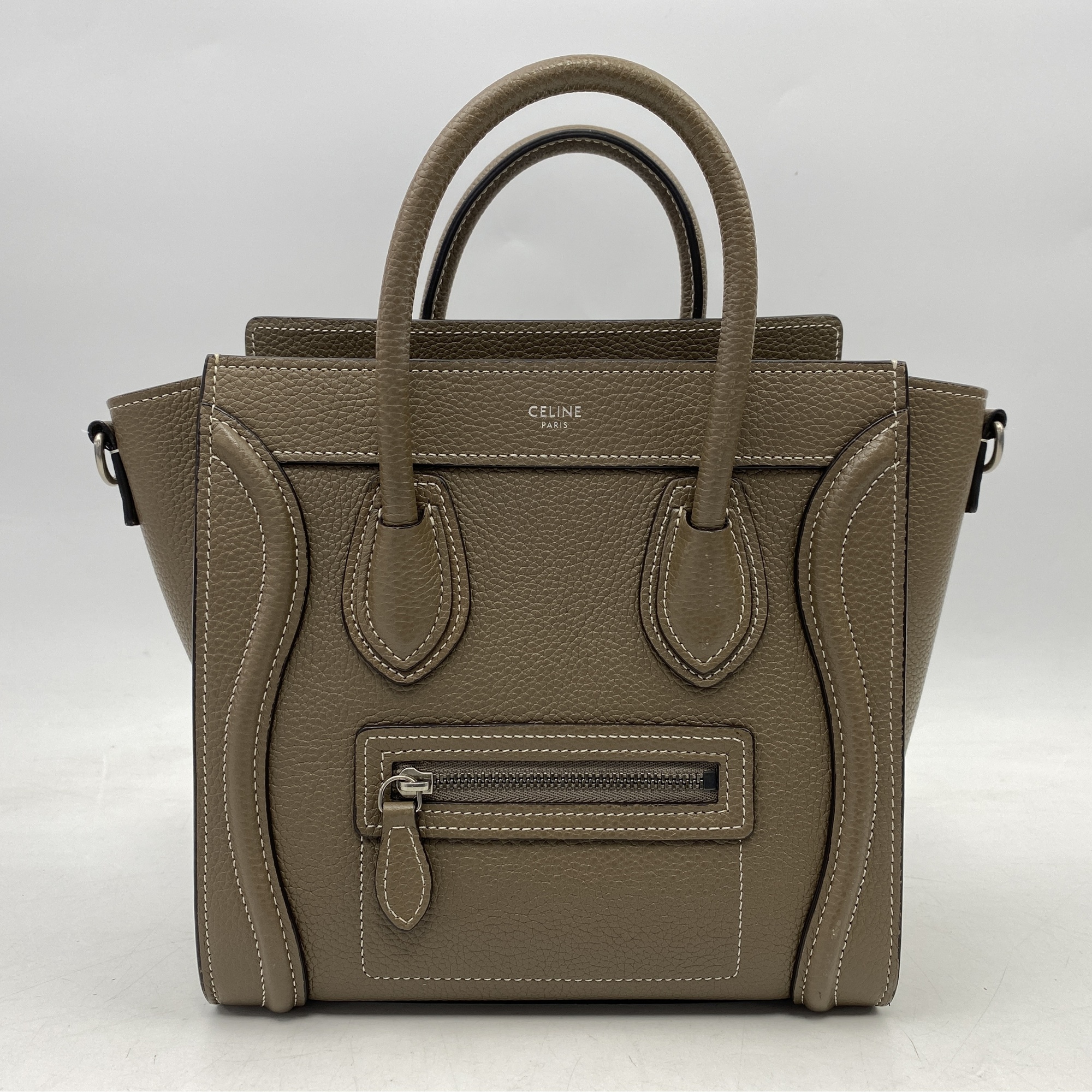 セリーヌ ラゲージナノ 2WAYバッグ ベージュ レザー SV金具 Bランク